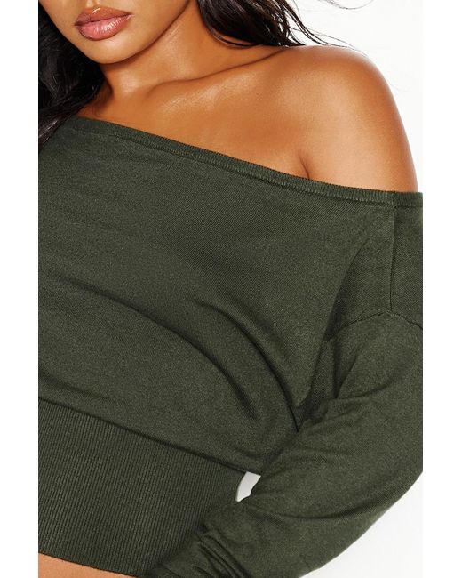 Garage Green Off Shoulder Reset Long Sleeve Top