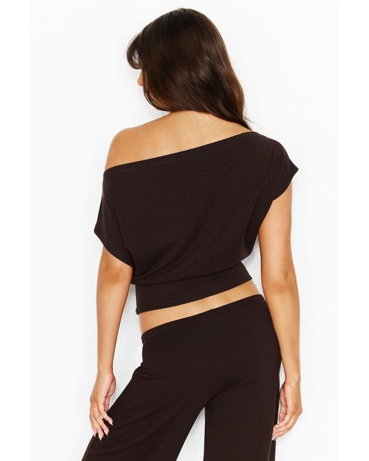 Garage Black Stretchterry Off Shoulder Top
