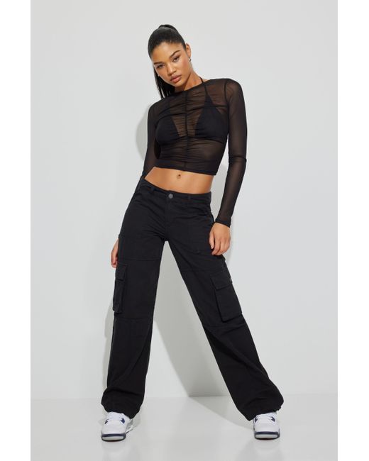 Garage Low Rise Wide Cargo Pant in Black Lyst