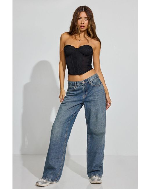 Garage Blue Chrishell Lace Mesh Bustier