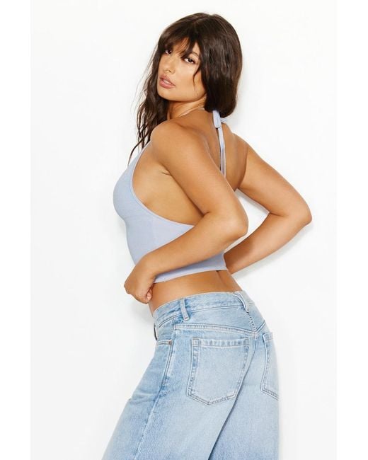 Garage Blue Combo Stitch Halter Top