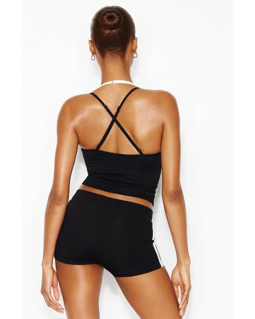 Garage Black Stretchterry Striped Micro Shorts
