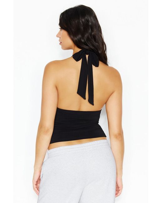 Garage White Ruched Pixie Halter Top