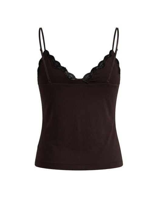Garage Black Sleek Plunge Lace Trim Cami Top