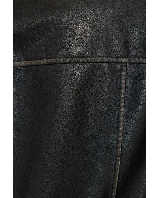 Garage Black Washed Faux Leather Biker Jacket