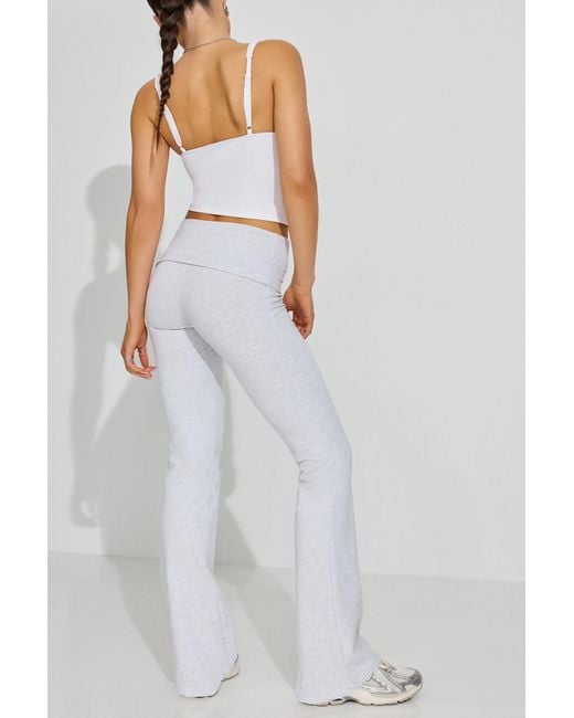 Garage White Soft Cotton Fold Over Flare Pants