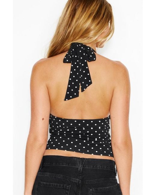 Garage Black Ruched Pixie Halter Top