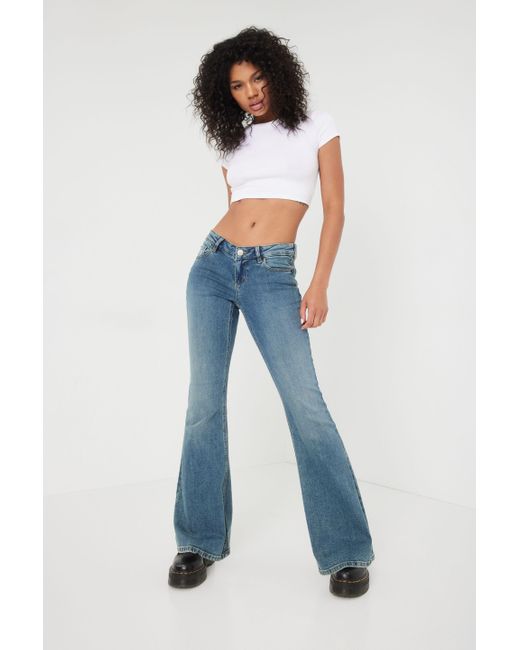 Garage Extreme Low Rise Flare Jean in Blue | Lyst Canada