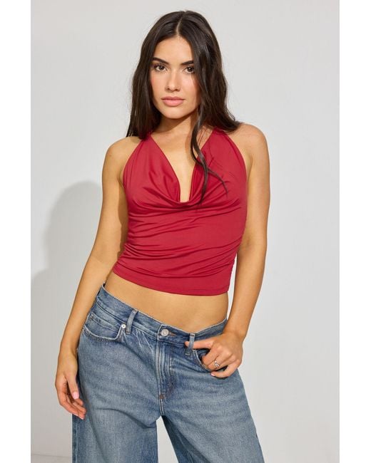 Garage Red Cowl Halter Top