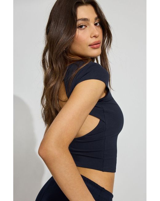 Garage Black Crew Neck Open Back Tie Top