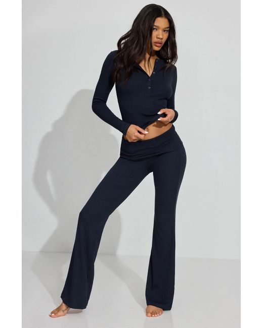 Garage Blue Rib Foldover Pants