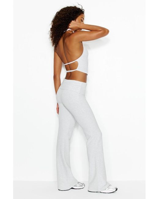 Garage White Stretchterry Foldover Bootcut Pants