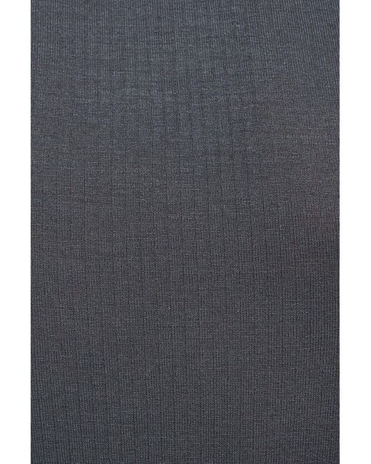 Garage Gray Sheer Ribbed Wrap Long Sleeve Top