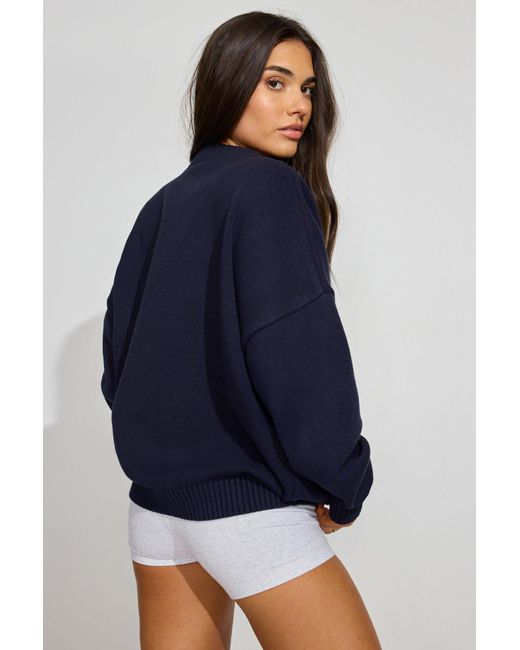 Garage Blue V-Neck Oversized Sweater