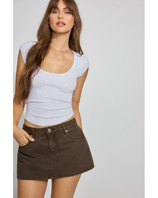 Garage Brown Twill Micro Skort