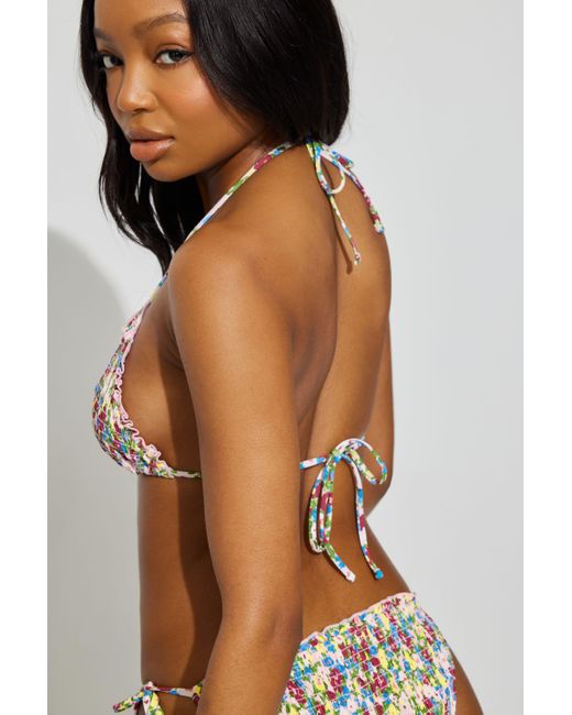 Garage Multicolor Ruffle Triangle Slider Bikini Top