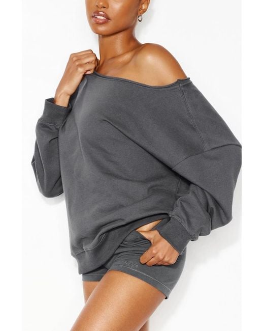 Garage Blue Softterry Off Shoulder Sweatshirt