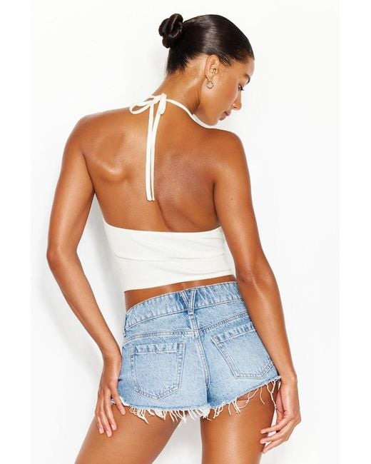 Garage Blue Combo Stitch Halter Top
