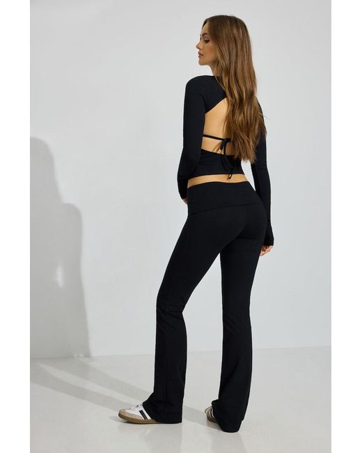 Garage Blue Soft Cotton Fold Over Flare Pants
