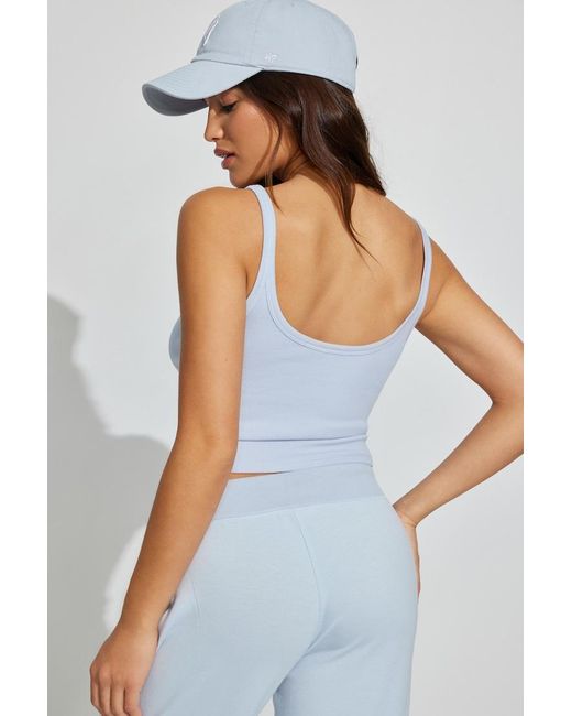 Garage Blue Ribbed Scoop Cami Top