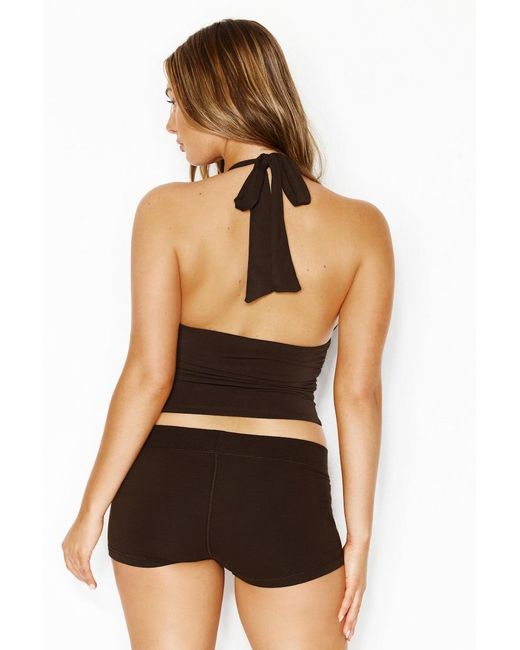 Garage Black Ruched Pixie Halter Top