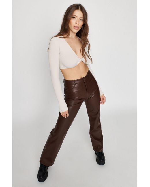 Garage Faux Leather Straight Leg Pants 