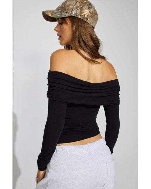 Garage Black Sexycozy Off Shoulder Long Sleeve Top