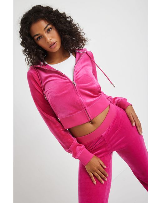 Garage Juicy Couture Og Big Bling Velour Hoodie in Pink Lyst