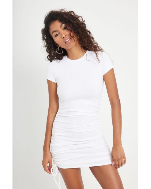 Garage White Reina Ruched T-shirt Dress