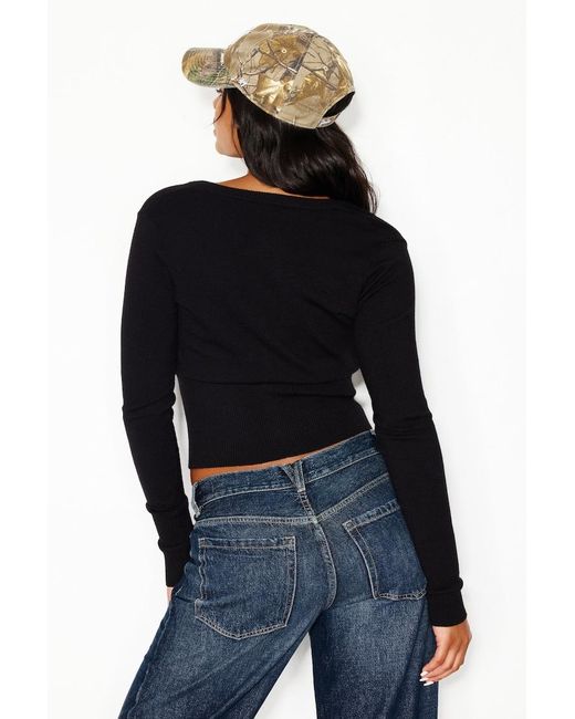 Garage Black Clean Cinch Waist Cardigan