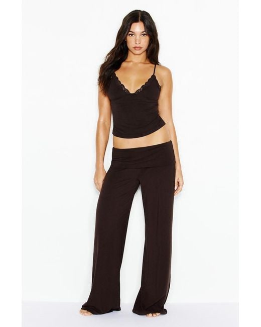 Garage Black Plunge Lace Trim Cami Top