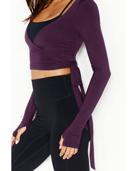 Garage Purple Smooth Long Sleeve Wrap Top