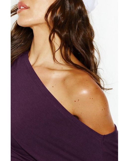Garage Purple Stretchterry Off Shoulder Top
