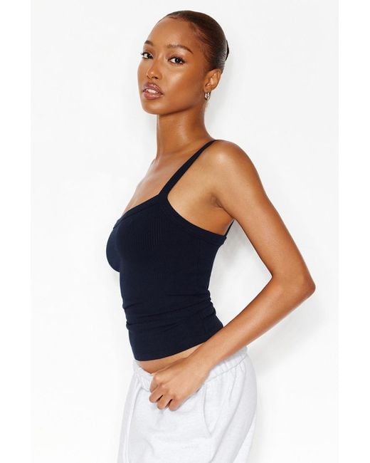 Garage Blue Open Neck Ribbed Cami Top