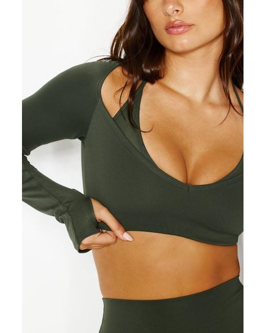 Garage Green Active Layered Mesh Long Sleeve Top