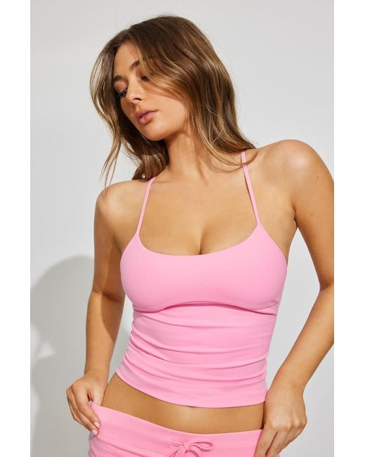 Garage Pink Sleek Underbust Crossback Cami Top