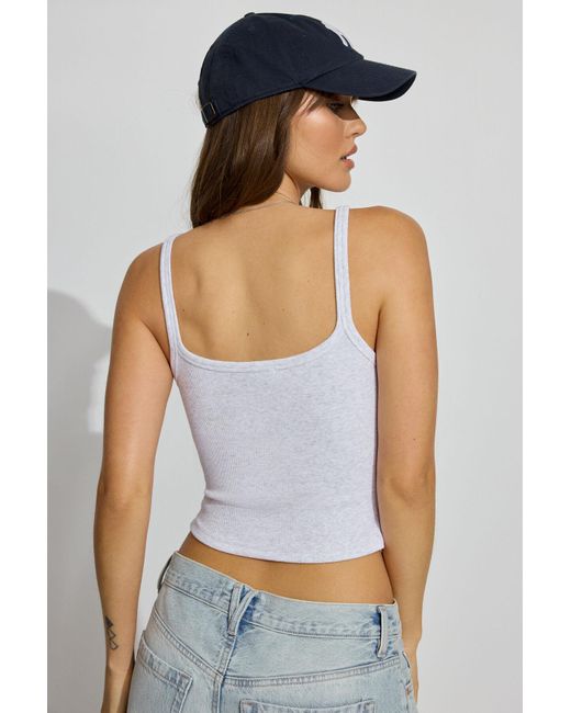Garage White Ribbed Scoop Cami Top