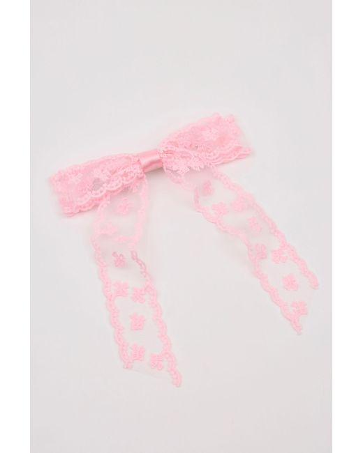 Garage Pink Allover Lace Bow Clip