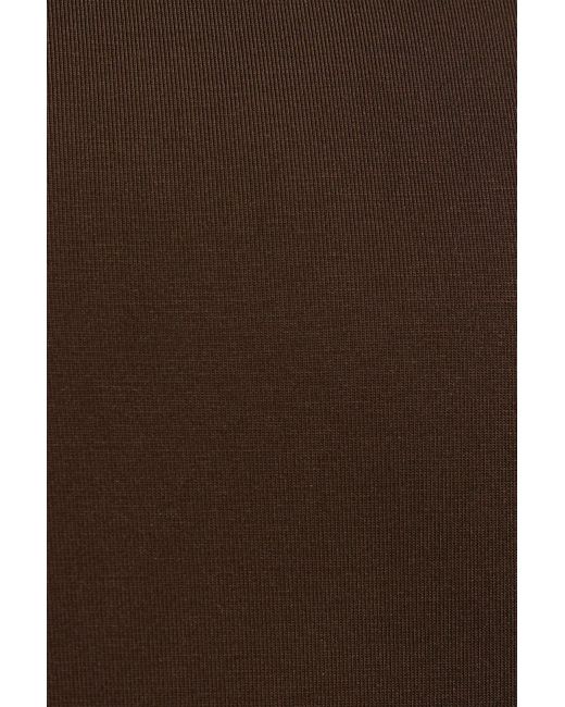 Garage Brown Draped Wide Boat Neck Top
