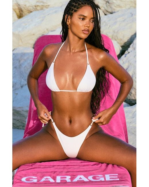 Garage White Cheeky Side Tie Bikini Bottom