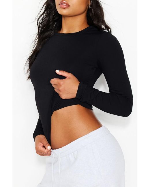 Garage Black Sleek Crewneck Longsleeve Top