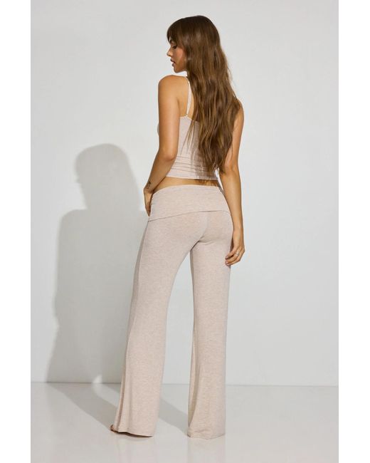 Garage White Sheer Ribbed Foldover Pants
