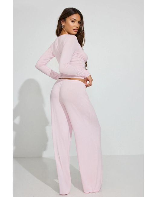 Garage Pink Sheer Ribbed Slouchy Pants