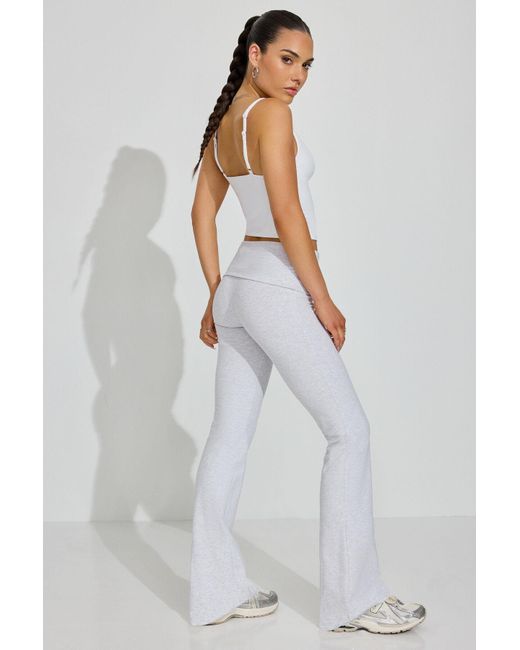 Garage White Soft Cotton Fold Over Flare Pants