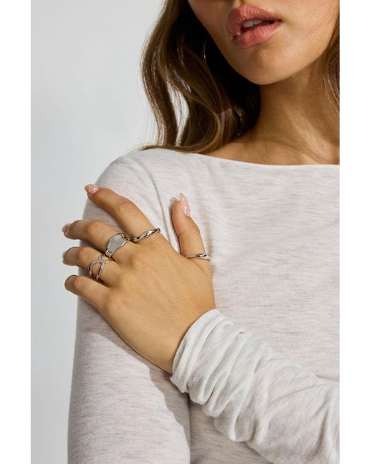 Garage Gray Set Of 4 Wavy Minimal Rings