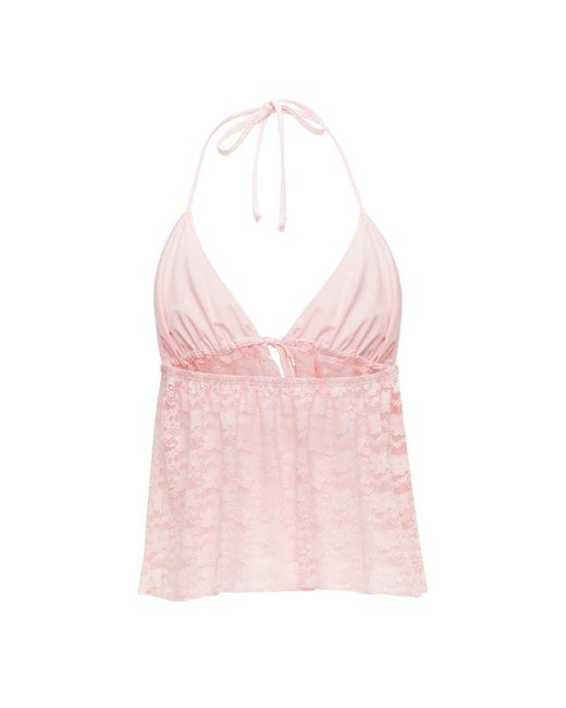 Garage Blue Lace Babydoll Flyaway Halter Top