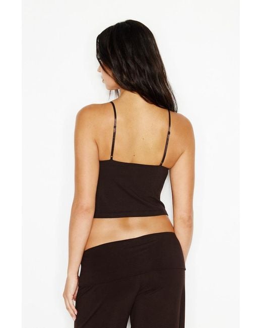 Garage Black Plunge Lace Trim Cami Top