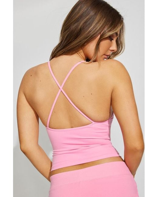 Garage Pink Sleek Underbust Crossback Cami Top