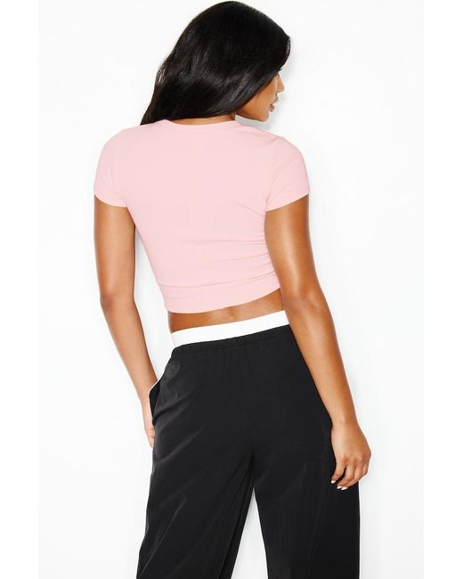Garage Pink Snatchrib Cropped Crewneck T-Shirt
