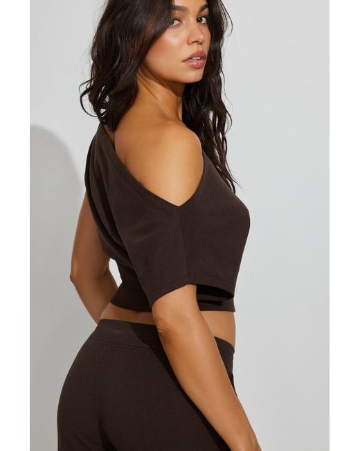 Garage Black Stretchterry Off Shoulder Top